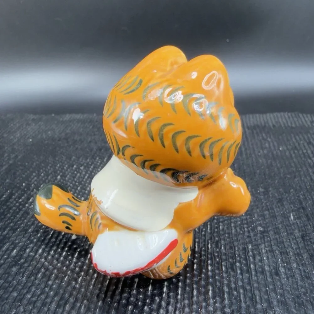 Vintage 1980s Enesco Whistling Jogging Running GARFIELD Ceramic‎ Figurine Small
